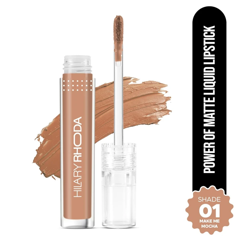 Hilary Rhoda Power Of Matte Liquid Lipstick | Buildable Colour | Long Lasting & Matte Finish | Lightweight & Non-Drying Formula | Smudge Proof & Non-Transferable | 3ml (Make Me Mocha - Shade 01) thumbnail 2